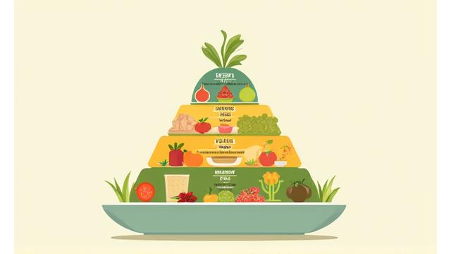 A graphic showing a food pyramid with emphasis on nutrient-dense foods related to longevity.