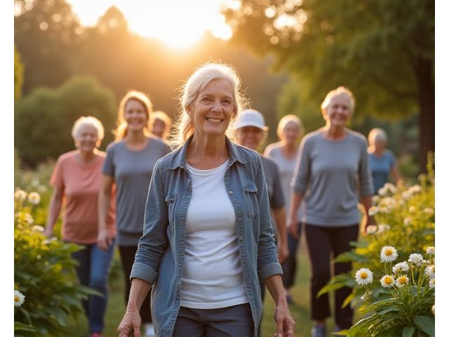 Diverse group of Portland adults smiling, engaged in an outdoor wellness activity, representing the Veridian Bloom community
