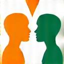 Icon of two people talking with a lightbulb, symbolizing personalized recommendations.